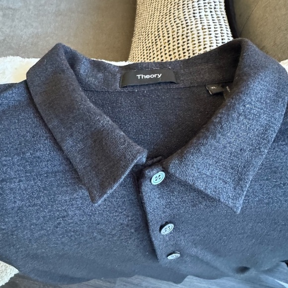 Theory Dark Grey Collared Short Sleeve Polo Shirt Size XL or Large - Picture 5 of 9